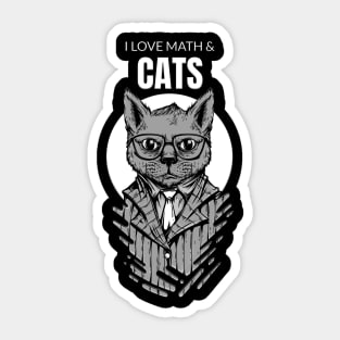 I Love Math And Cats - Maths Cat Algebra Calculus Gift Sticker